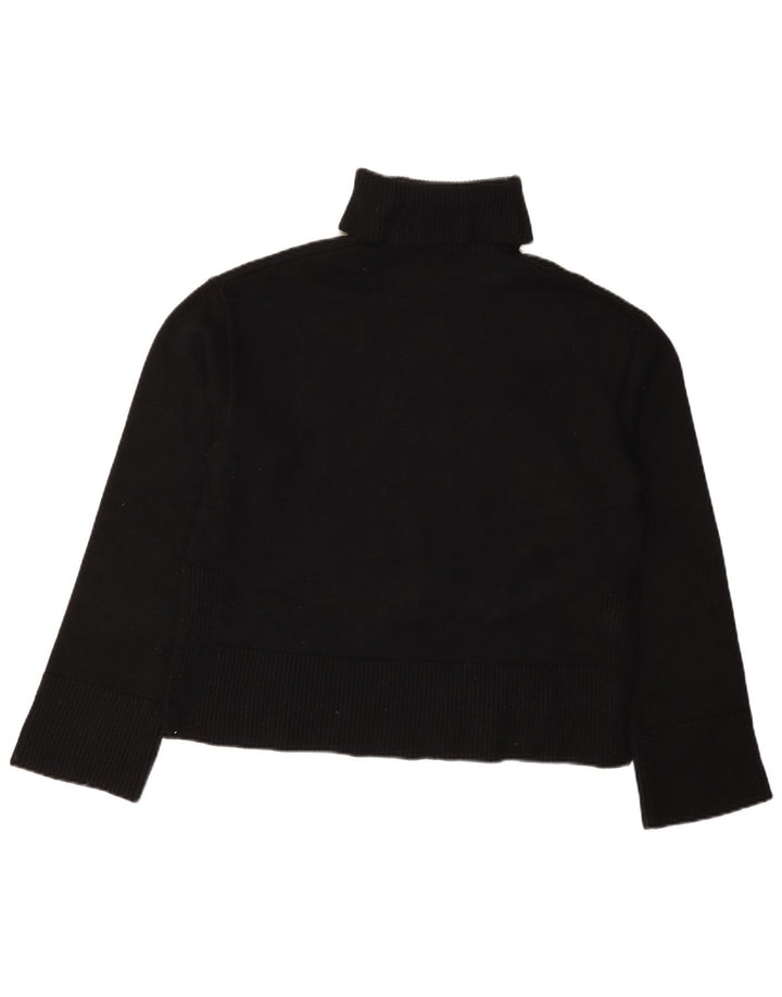 Suéter feminino Zara com gola redonda e viscose preta média Reino Unido 14