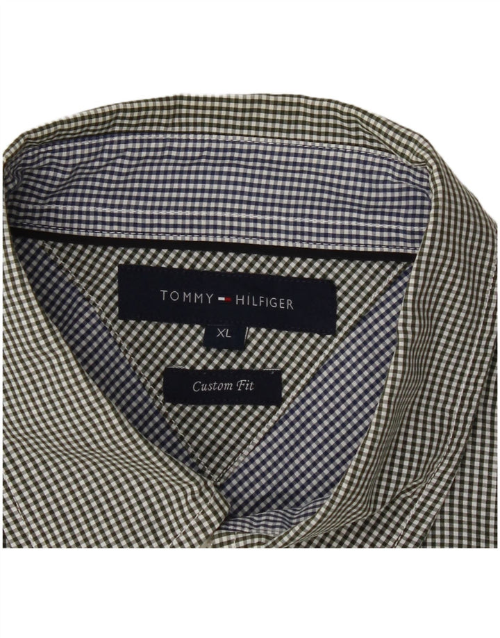 Camisa masculina TOMMY HILFIGER Custom Fit XL verde algodão guingão