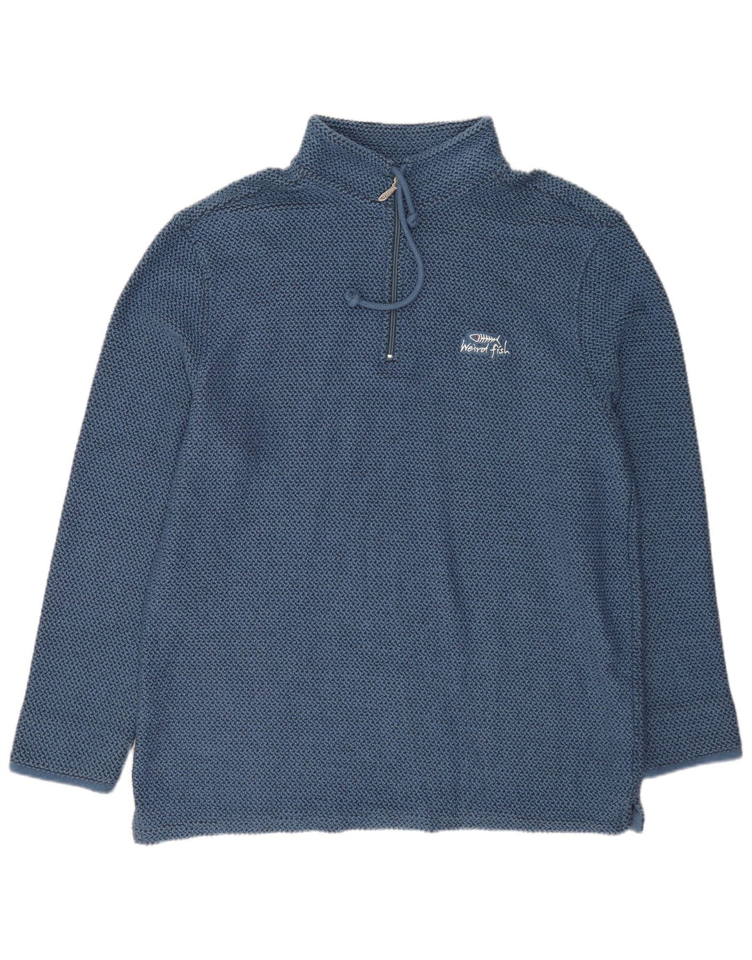 Moletom masculino Weird Fish com zíper e pescoço XL algodão azul
