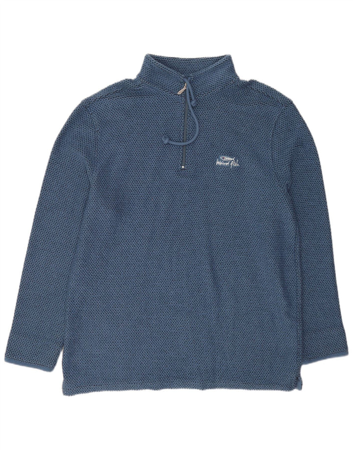 Moletom masculino Weird Fish com zíper e pescoço XL algodão azul