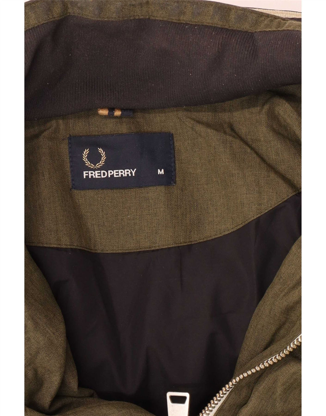 Jaqueta masculina acolchoada com capuz Fred Perry UK 38 médio cáqui