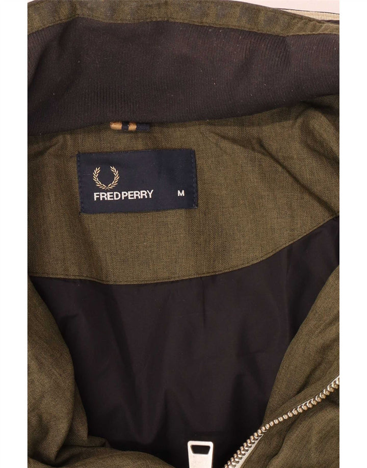 Jaqueta masculina acolchoada com capuz Fred Perry UK 38 médio cáqui