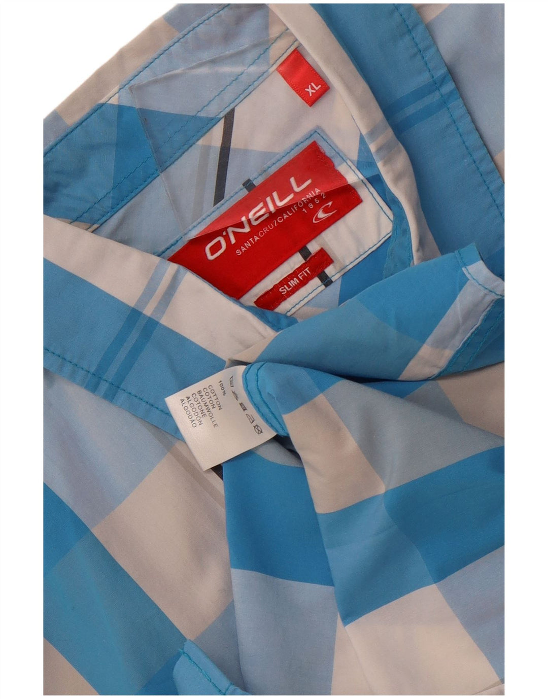 Camisa masculina O'Neill de manga curta slim fit XL azul xadrez algodão