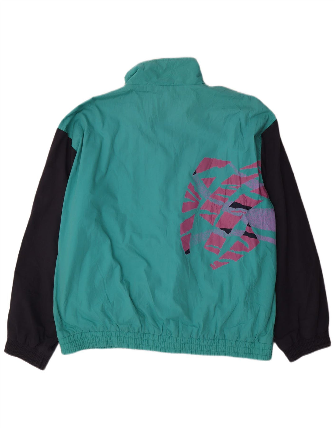 Jaqueta superior de agasalho masculino VINTAGE XL turquesa Colourblock poliéster