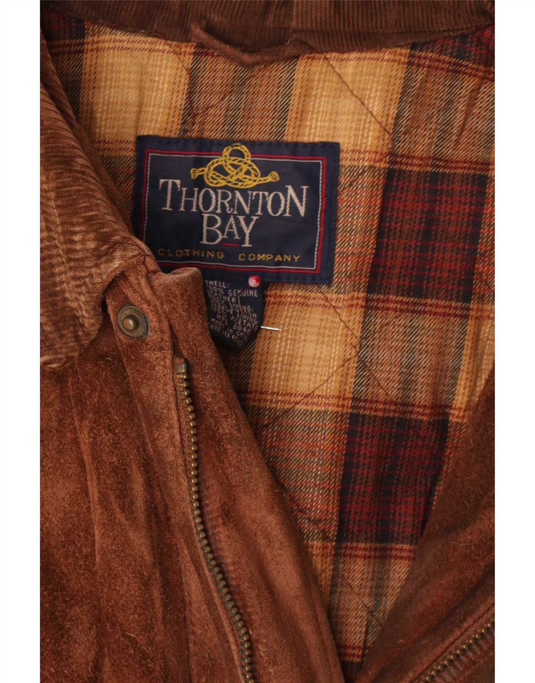 Jaqueta masculina de camurça Thornton Bay Reino Unido 44 2XL couro marrom