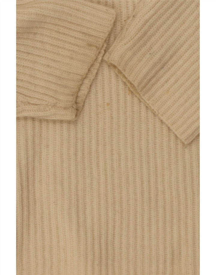 Suéter feminino All Saints com decote em V grande UK 14 médio off white