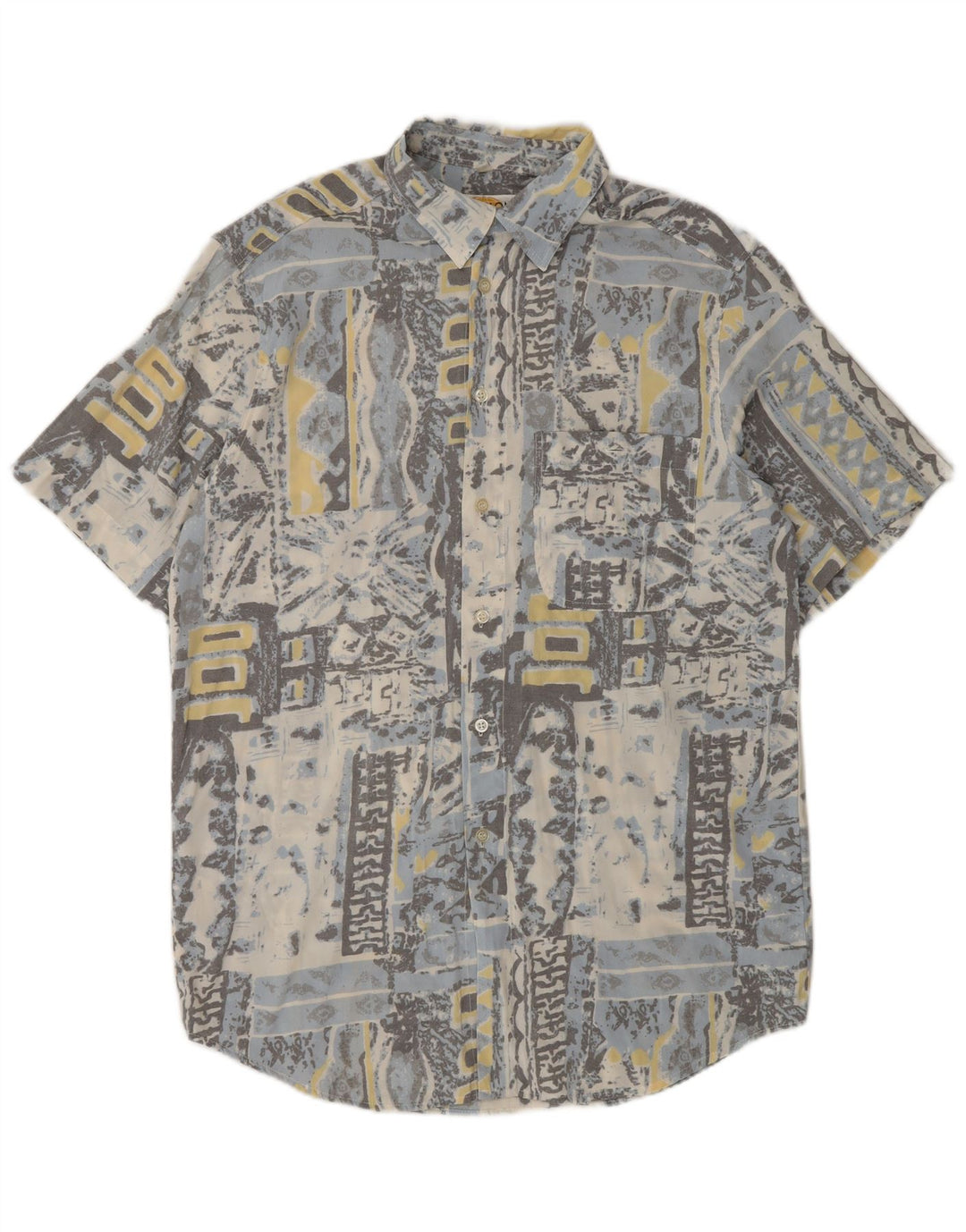 Camisa masculina vintage com padrão abstrato tamanho 14 1/5 37/38 médio multicolorido