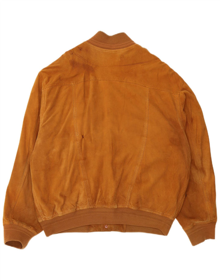 Jaqueta bomber de camurça vintage feminina UK 18 XL marrom
