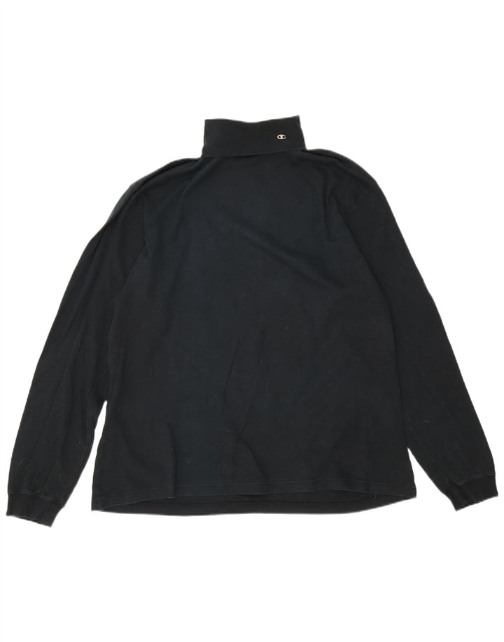 Champion Mens Top Manga Longa 2XL Algodão Preto