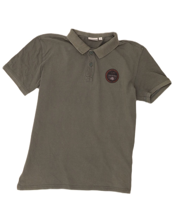 Camisa polo masculina Napapijri grande algodão cinza
