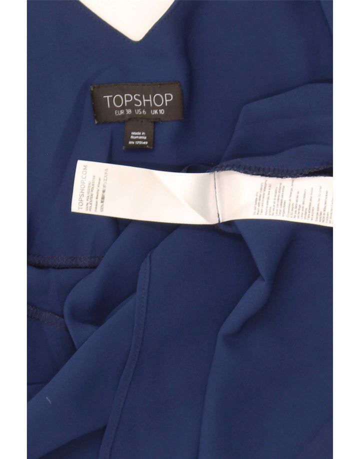 Topshop feminino Cami Top UK 10 pequeno poliéster azul marinho