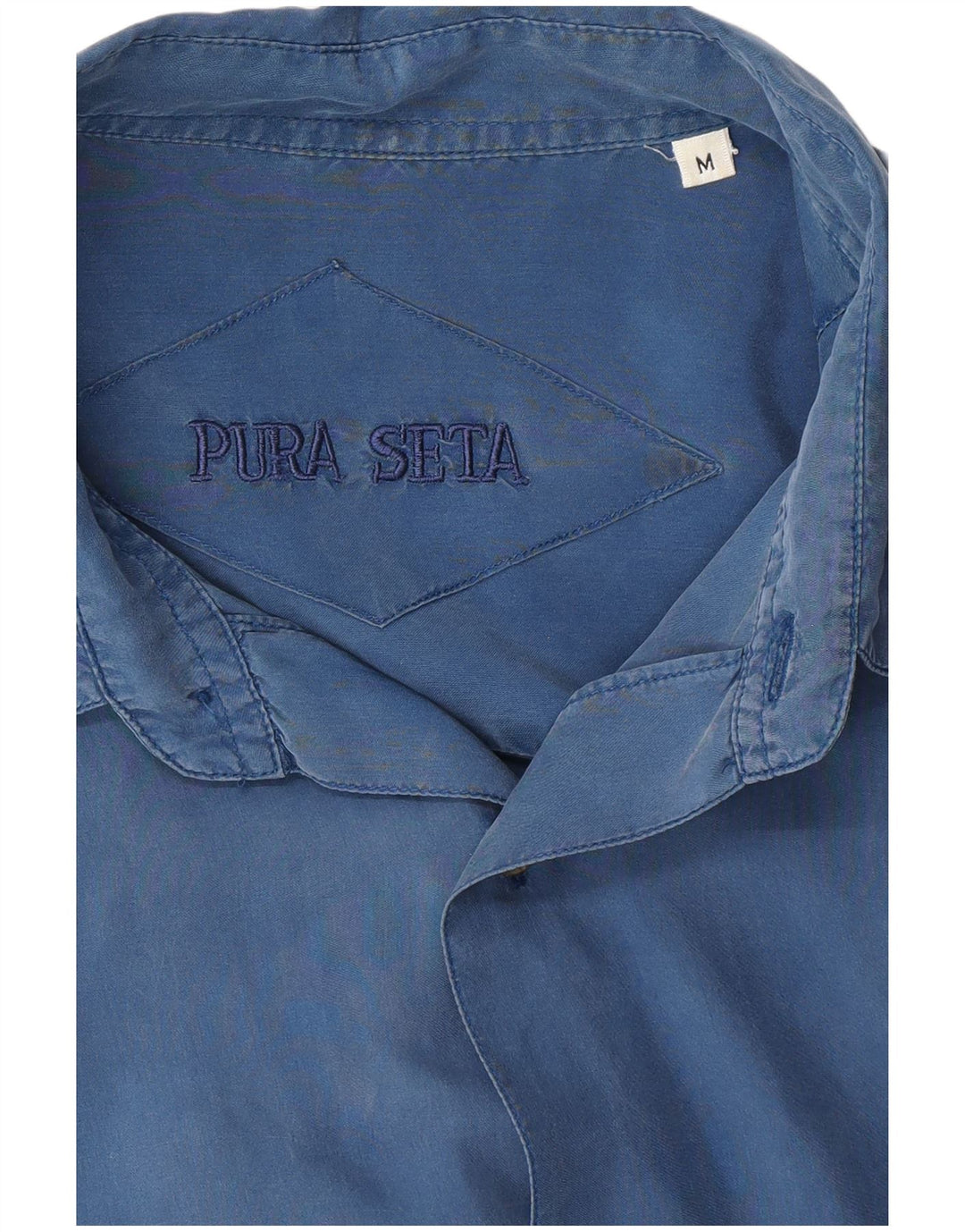 Camisa masculina VINTAGE seda azul médio