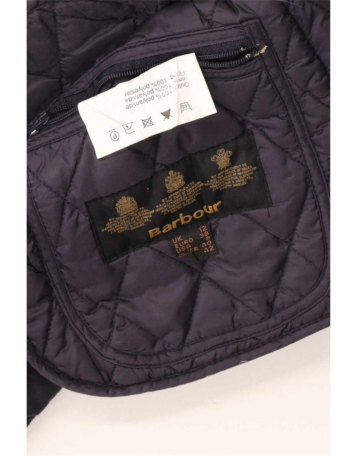 Jaqueta acolchoada feminina Barbour UK 12 poliéster azul marinho médio