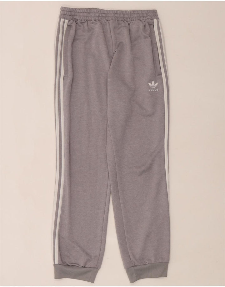 Calça de treino masculina Adidas Joggers grande poliéster cinza