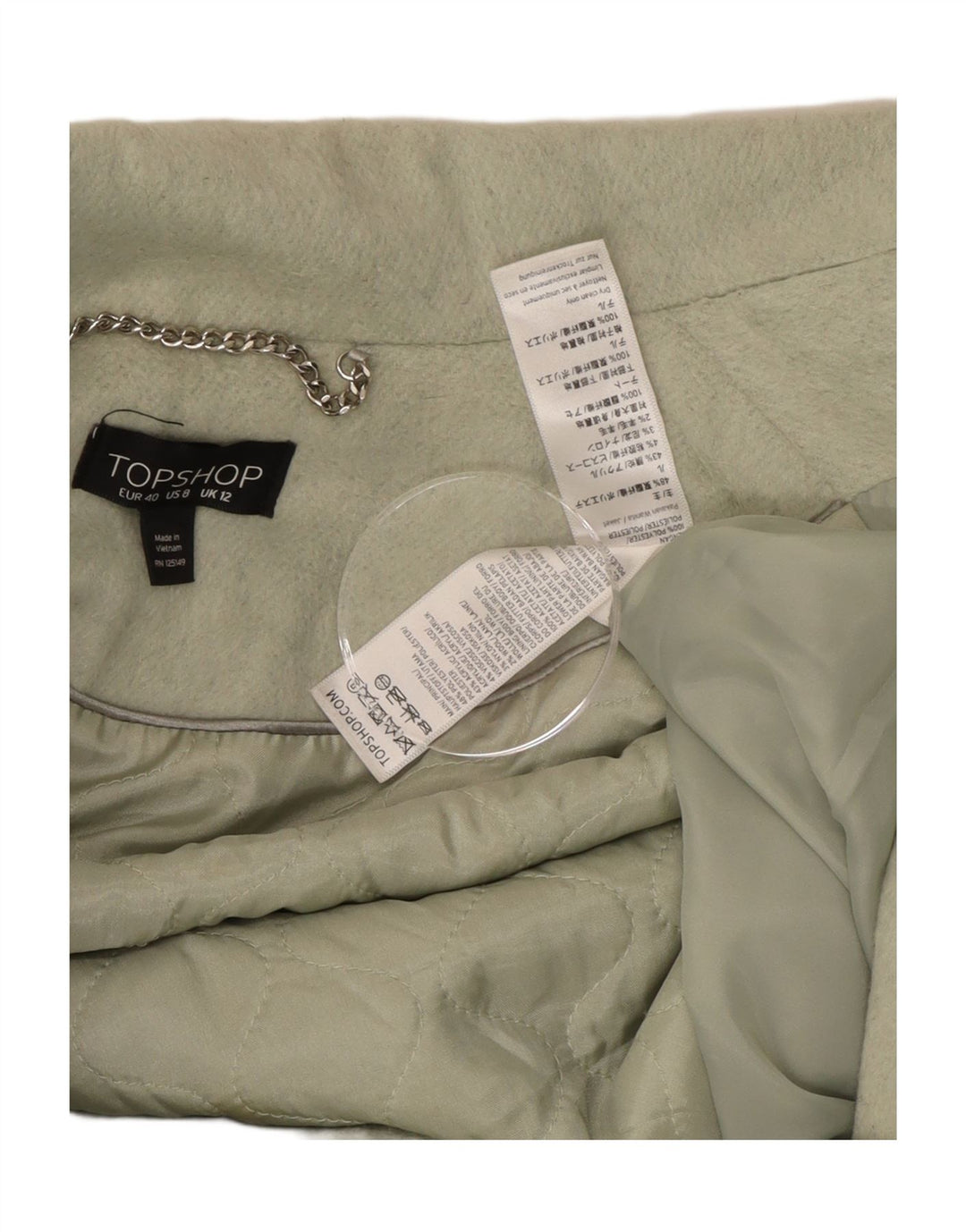 Sobretudo feminino Topshop UK 12 poliéster verde médio