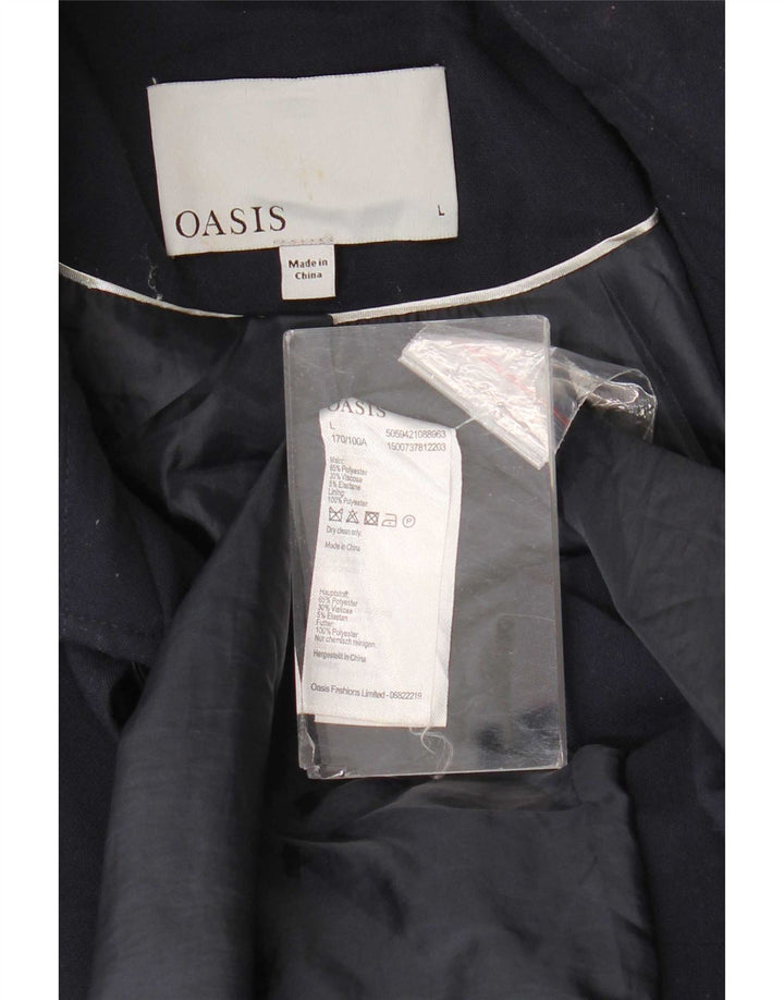 Trench Coat feminino Oasis UK 16 grande poliéster azul marinho