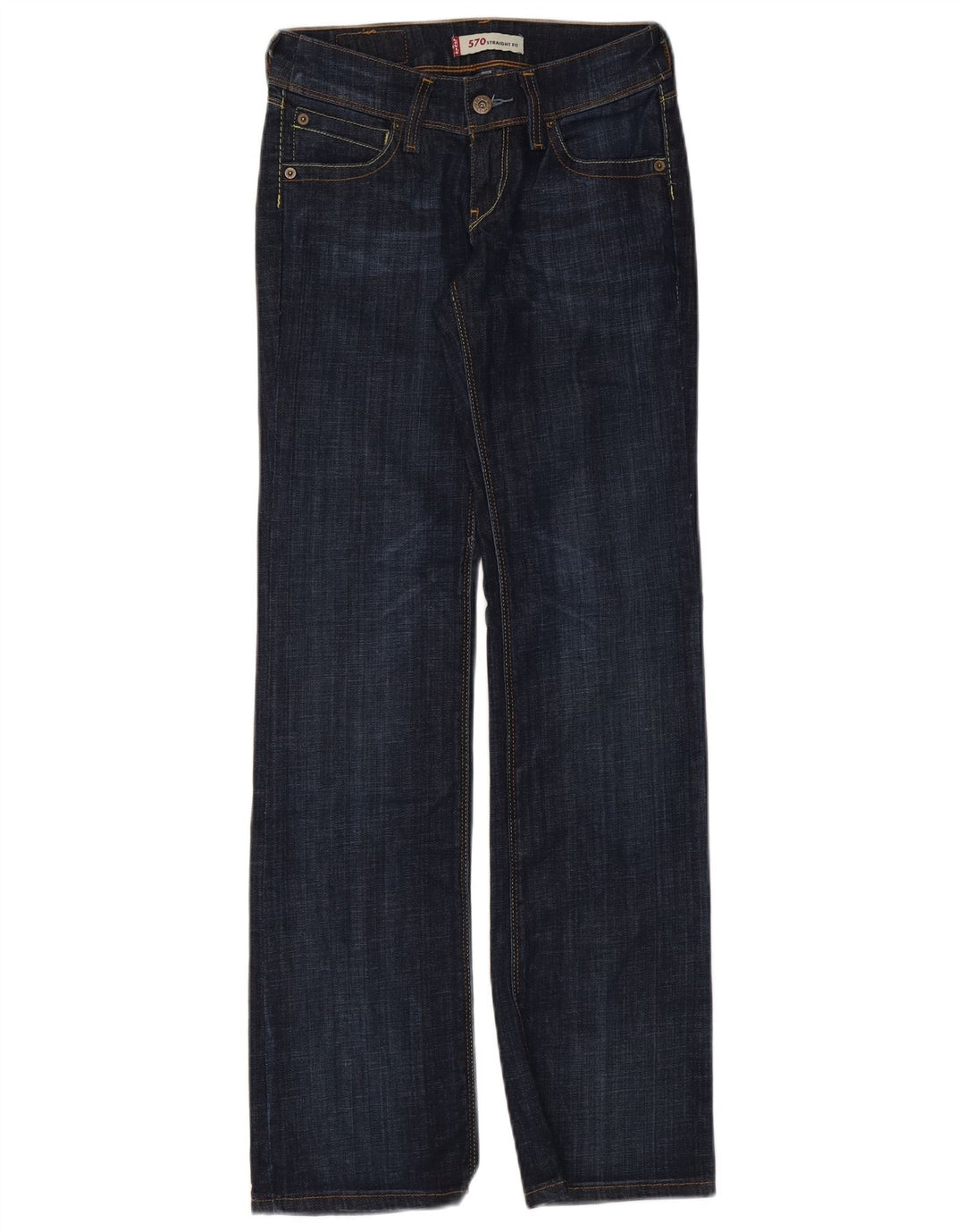 Calça jeans feminina Levi's 570 Straight W26 L32 azul marinho algodão