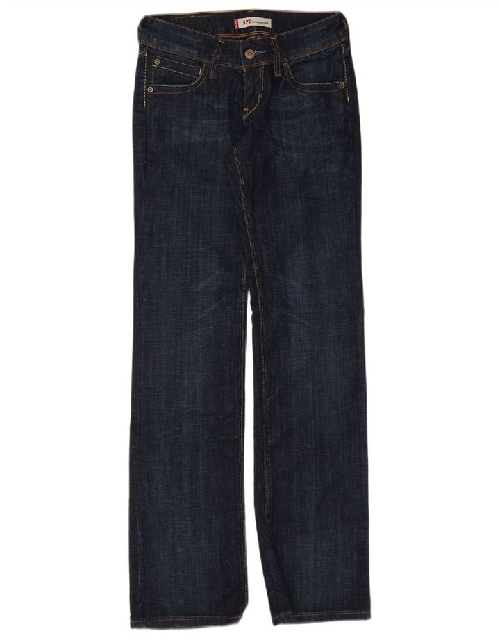 Calça jeans feminina Levi's 570 Straight W26 L32 azul marinho algodão