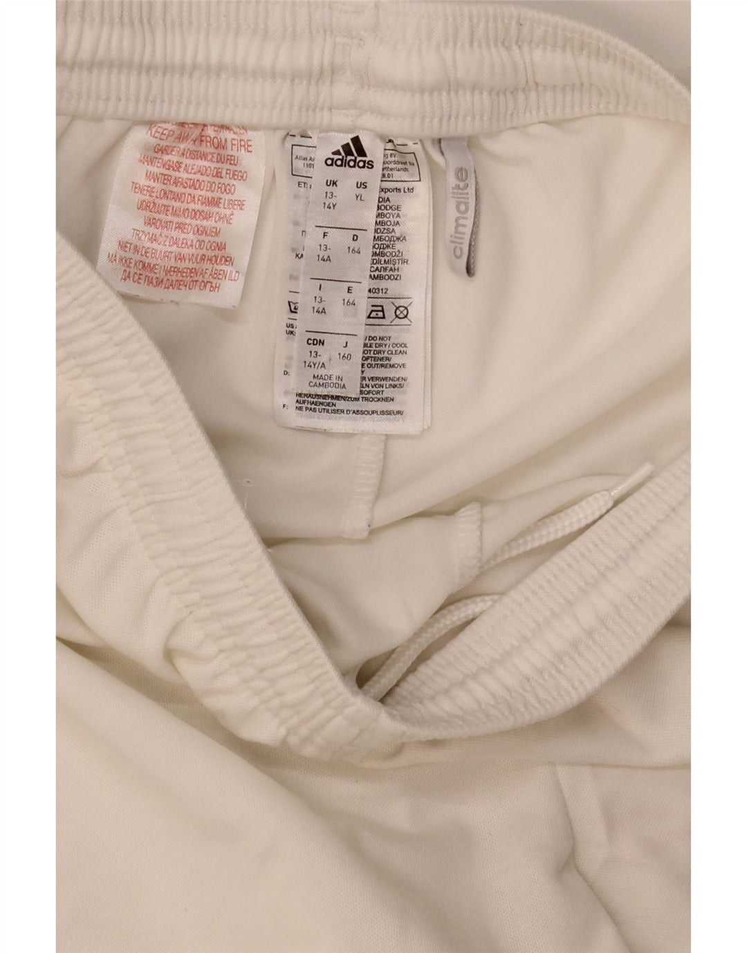 Shorts esportivos Adidas Boys Climalite 13-14 anos branco poliéster
