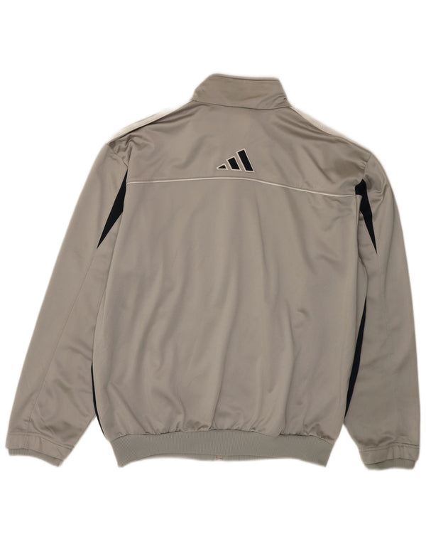 ADIDAS Mens Tracksuit Top Jacket UK 44/46 Grande Cinza Colourblock Poliéster