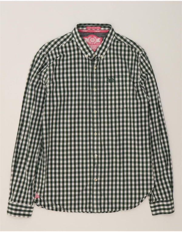 Camisa masculina SUPERDRY XL verde algodão guingão