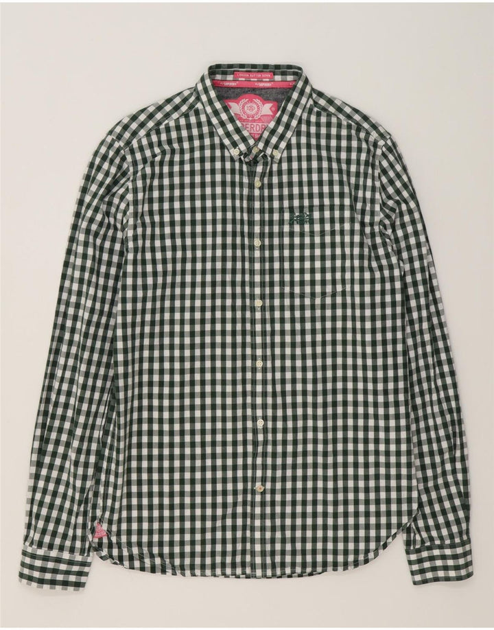 Camisa masculina SUPERDRY XL verde algodão guingão