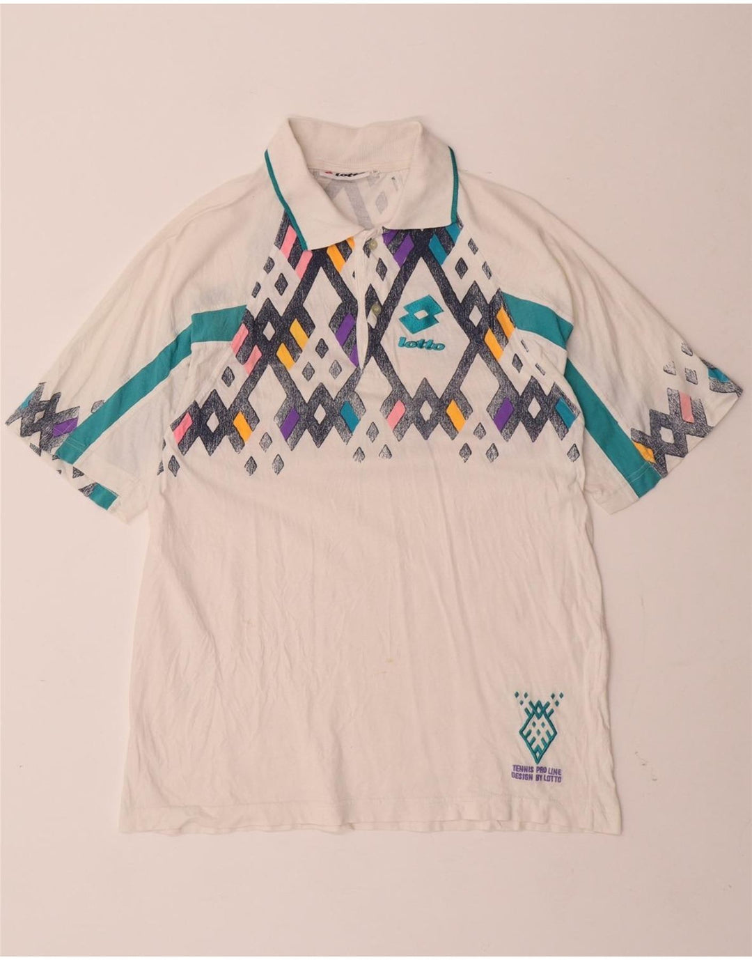 Camisa polo masculina LOTTO média branca geométrica