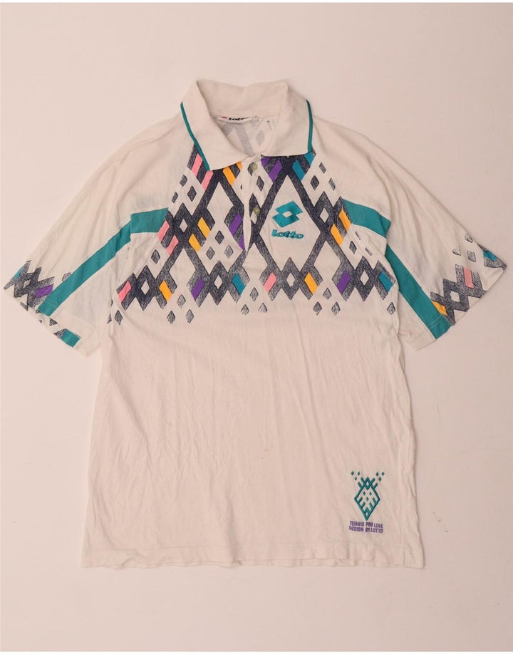 Camisa polo masculina LOTTO média branca geométrica