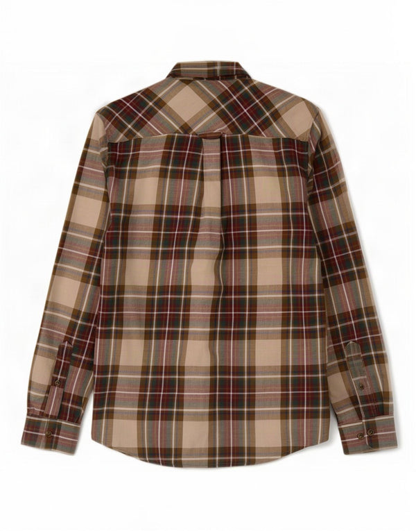 Camisa masculina de flanela James Pringle poliéster xadrez bege pequeno