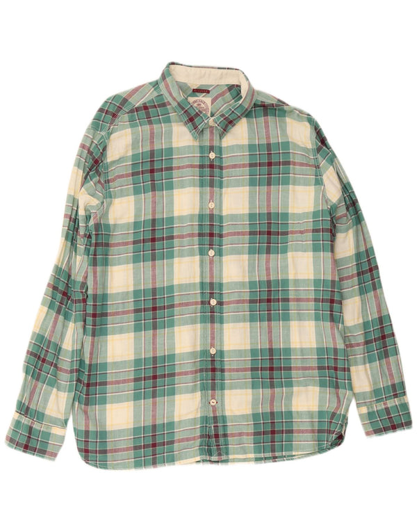 Camisa masculina de flanela Fat Face XL algodão xadrez verde
