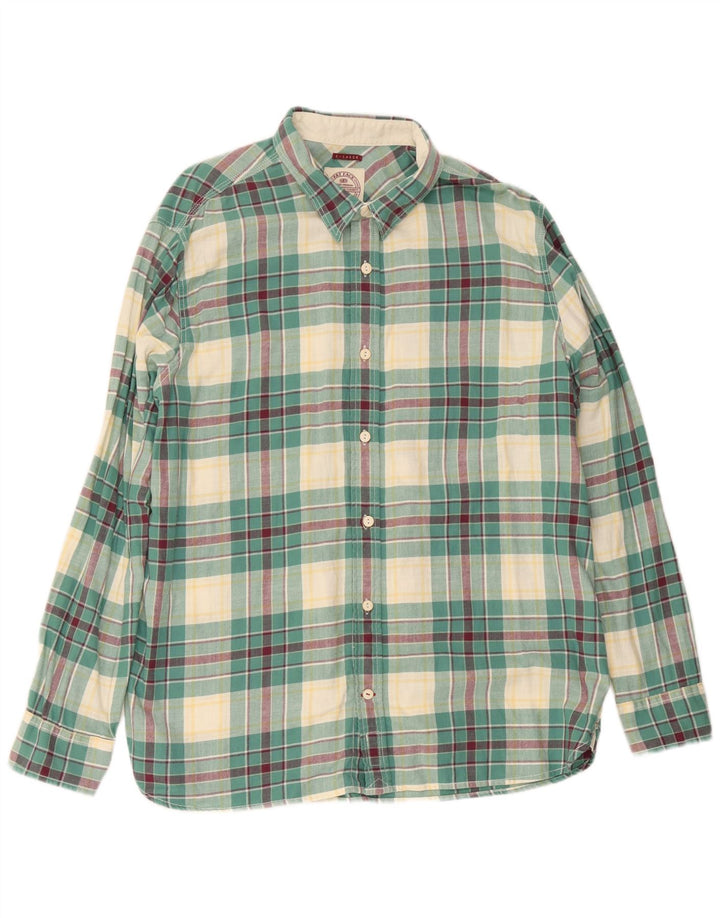 Camisa masculina de flanela Fat Face XL algodão xadrez verde