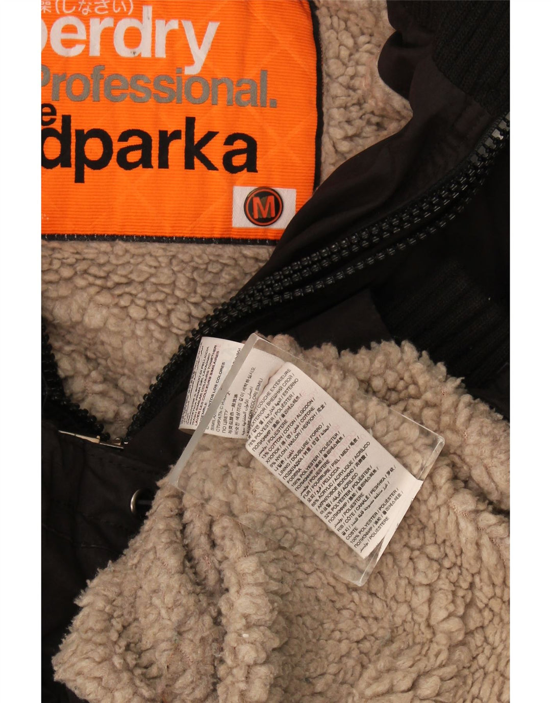 Jaqueta Parka Superdry Feminina Windparka com Capuz UK 14 Poliéster Preto Médio