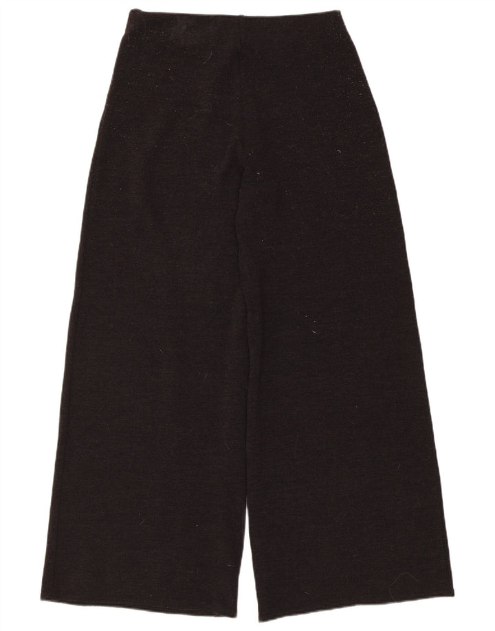 Zara Calça feminina casual de perna larga médio W28 L28 poliéster preto