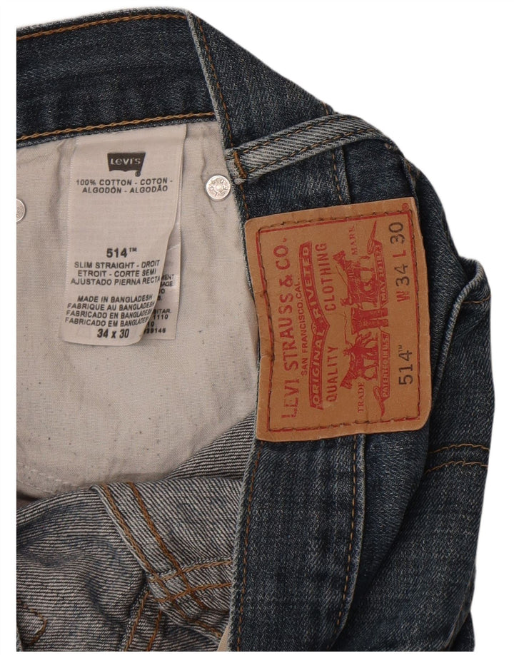 Levi's Masculino 514 Slim Straight Jeans W34 L40 Azul Algodão