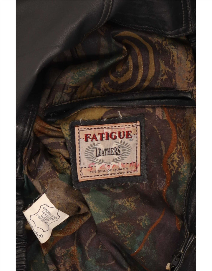 Jaqueta de couro masculina vintage solta EU 48 preto médio