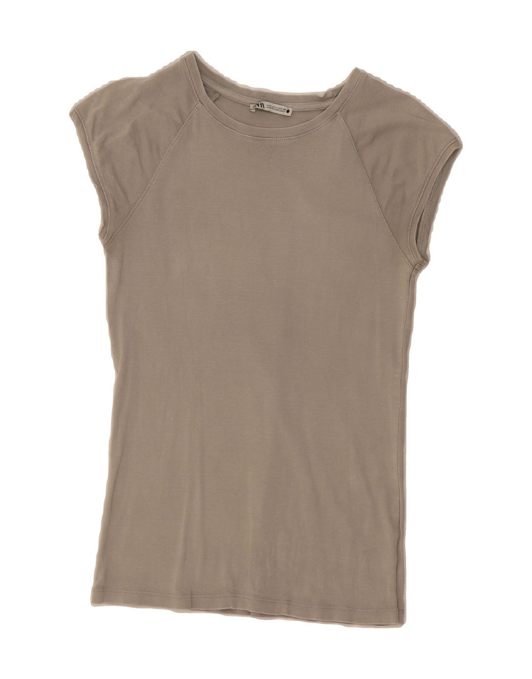 ZARA Womens T-Shirt Top UK 14 Large Grey Vintage Zara and Second-Hand Zara from Messina Hembry 