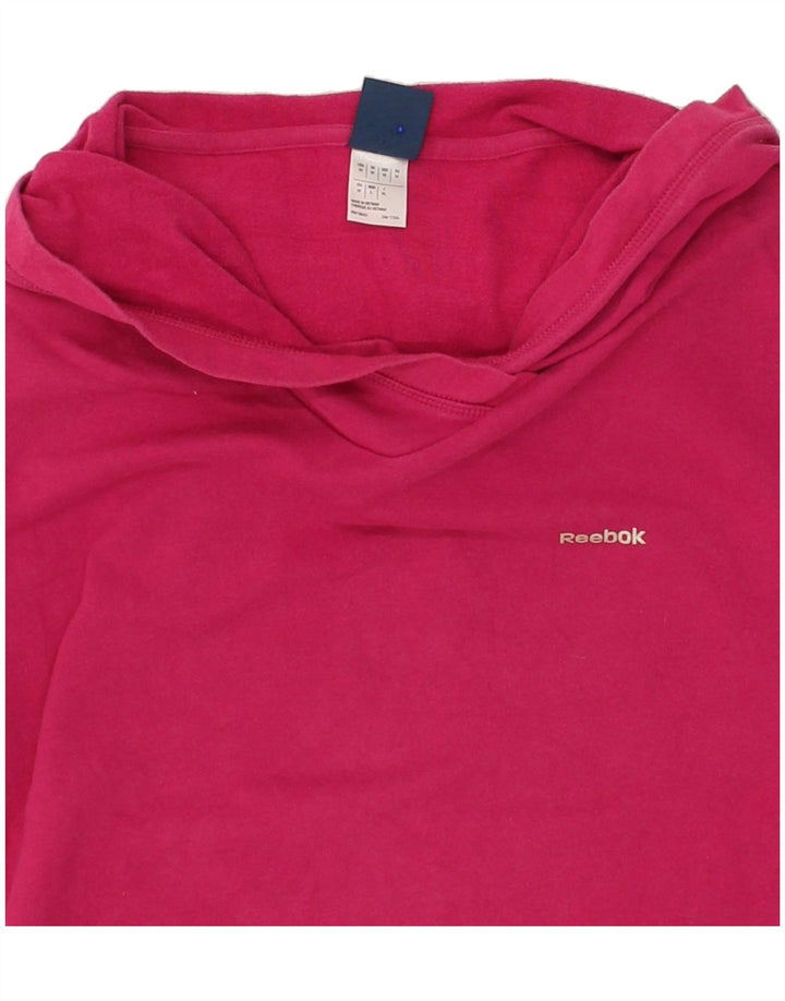 REEBOK Womens Hoodie Jumper UK 12 Medium Pink Cotton Vintage Reebok and Second-Hand Reebok from Messina Hembry 