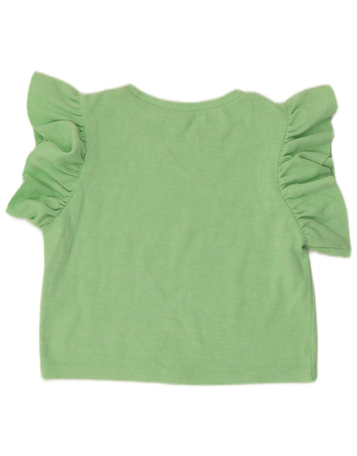 Blusa feminina ZARA Top UK 14 grande algodão verde