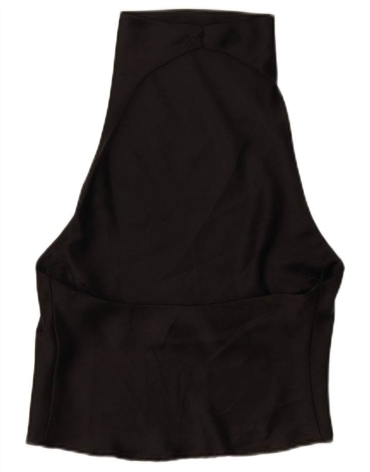 Top feminino Zara Halter UK 10 pequeno preto