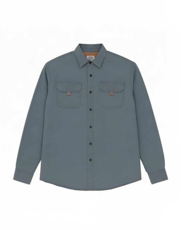 Wrangler Camisa masculina cinza médio algodão