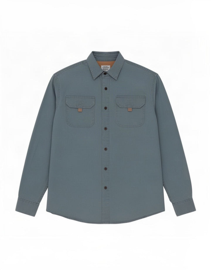 Wrangler Camisa masculina cinza médio algodão