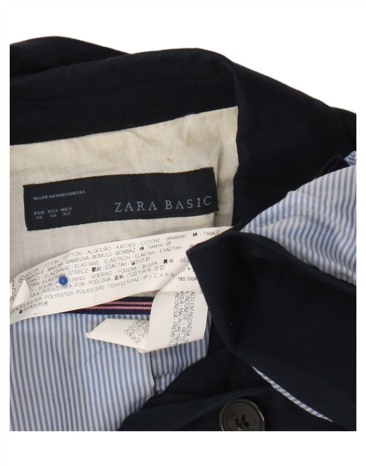 Jaqueta blazer feminina Zara com 1 botão Reino Unido 18 XL azul marinho algodão