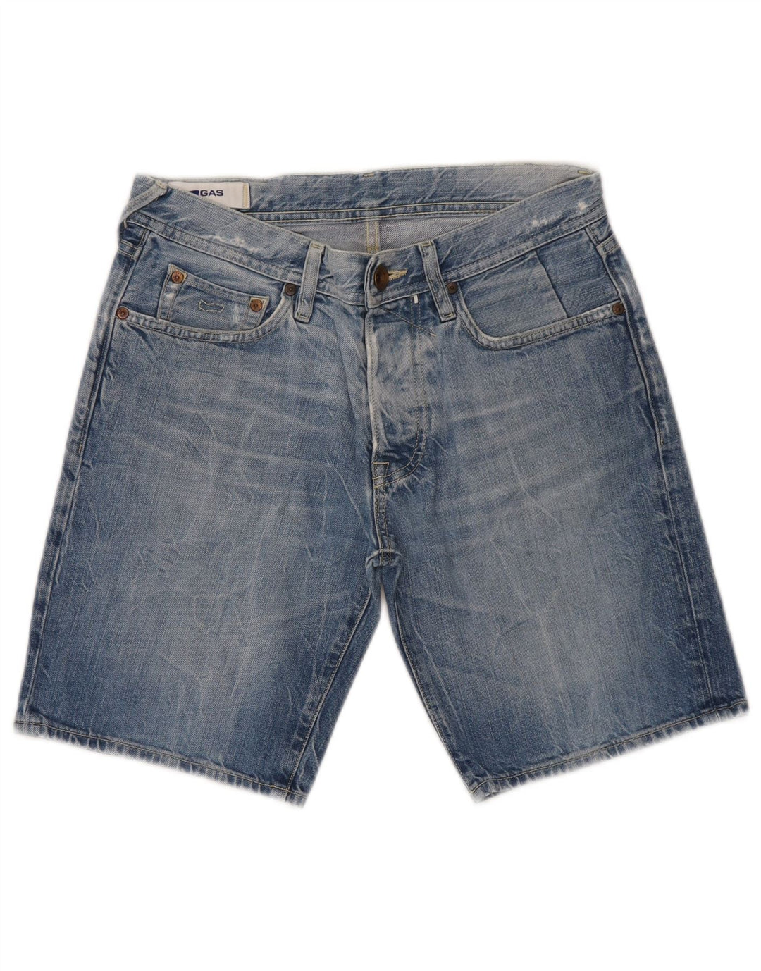 Shorts jeans feminino Gas W29 algodão azul médio