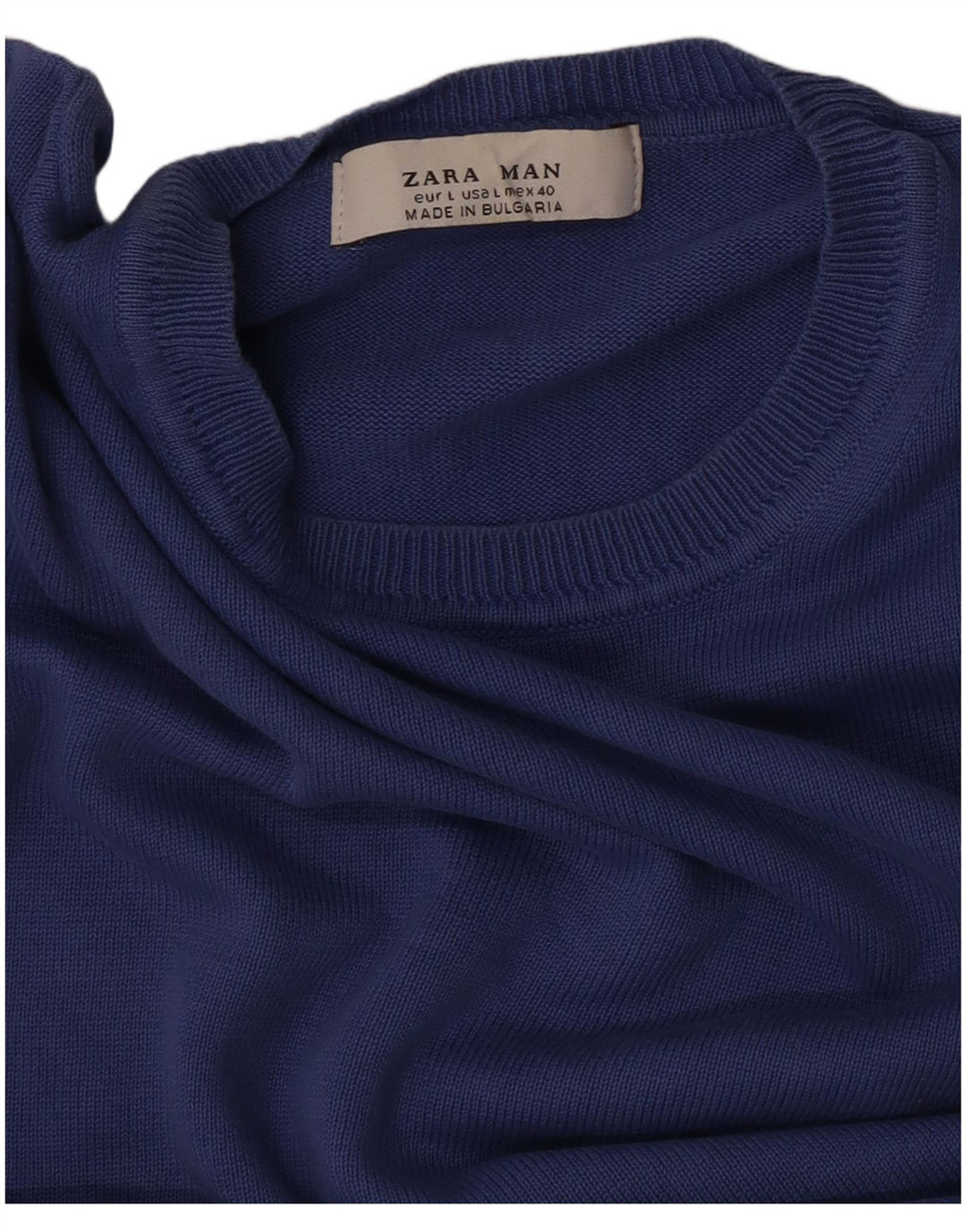 Zara Suéter masculino com gola redonda grande azul