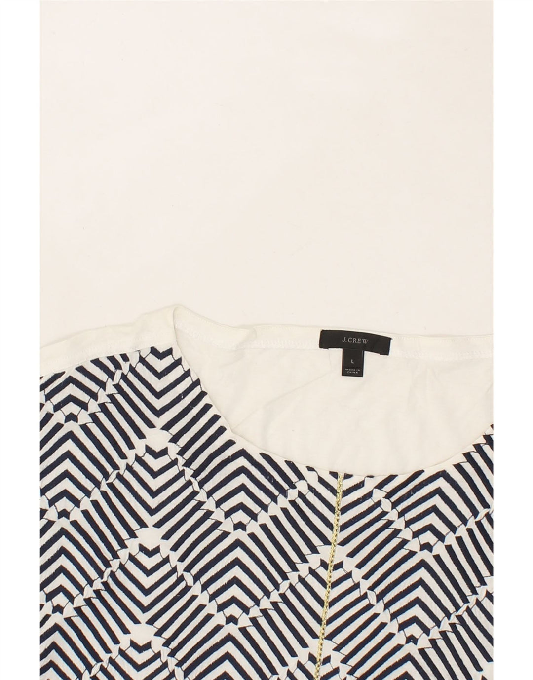 J. CREW Womens Blouse Top UK 16 Large White Chevron Cotton Vintage J. Crew and Second-Hand J. Crew from Messina Hembry 