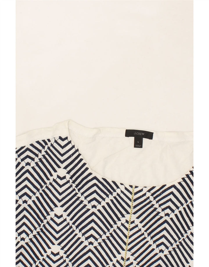 J. CREW Womens Blouse Top UK 16 Large White Chevron Cotton Vintage J. Crew and Second-Hand J. Crew from Messina Hembry 