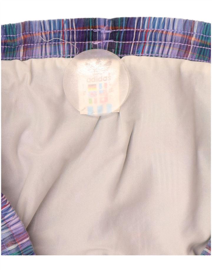 Shorts de natação masculino ADIDAS grande algodão xadrez azul