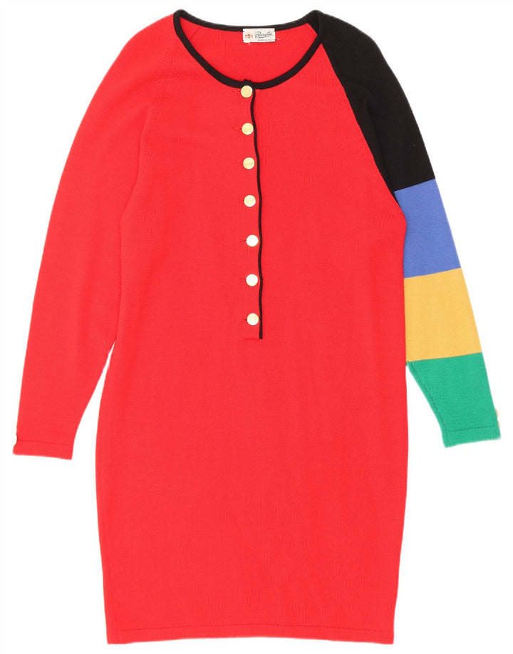 Vestido feminino vintage de manga comprida IT 44 Medium Red Colourblock