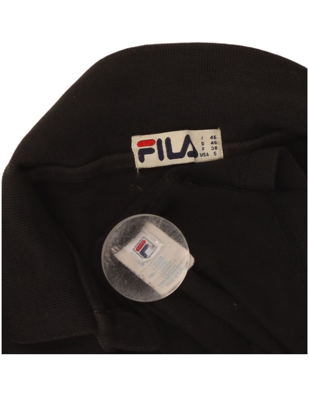 Camisa polo masculina Fila pequena algodão preto