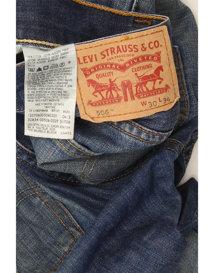 Levi's Masculino 506 Straight Jeans W30 L34 Azul Marinho Algodão